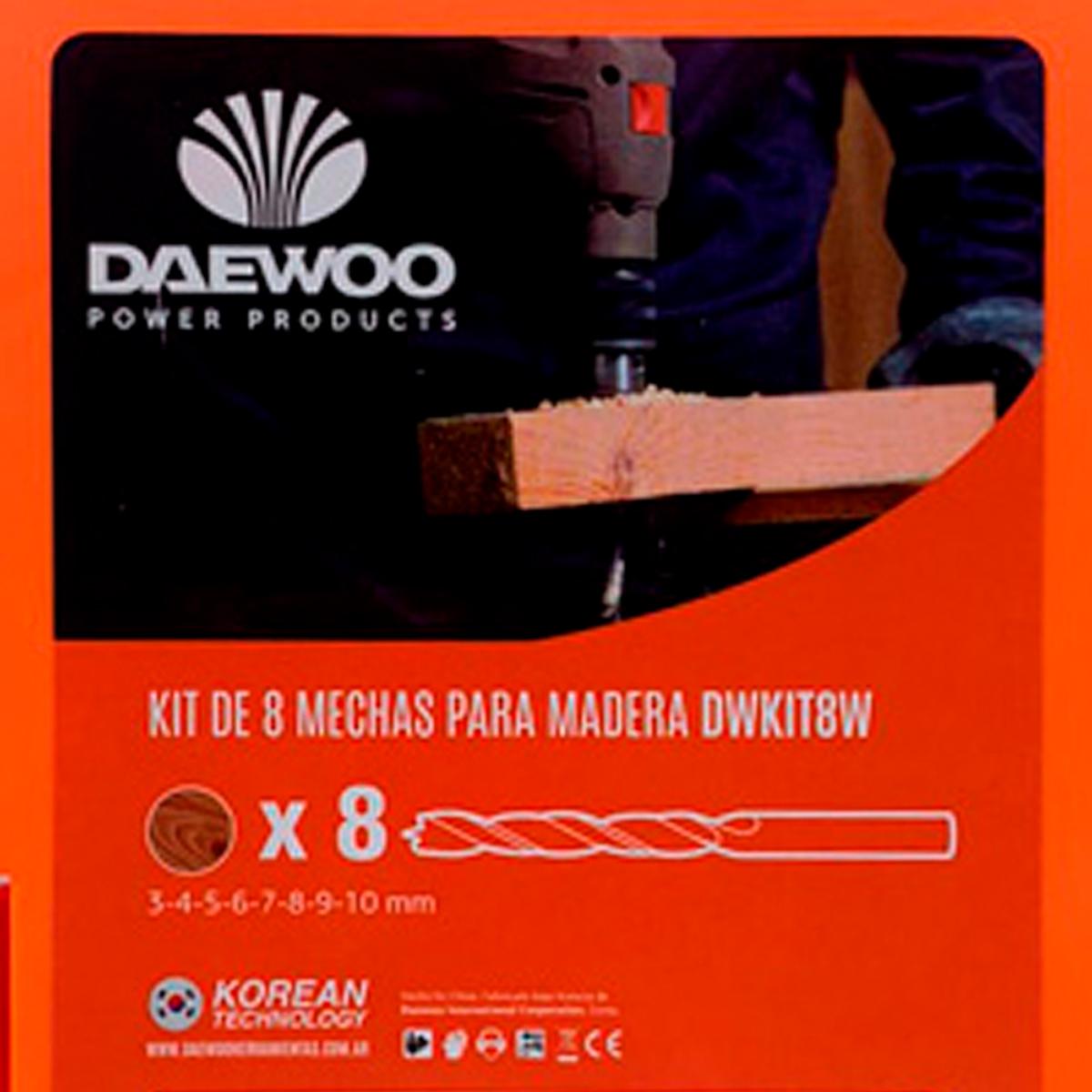 Kit De 8 Mechas Para Madera Daewoo DWKIT8W